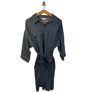 Ronnie Nicole Women’s Denim Tie Waist Button Down Dress Size 14W